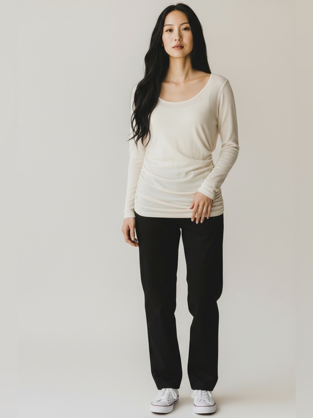 Anthropologie Sundry Women’s Cream Ruched Side Top Size 1 NWT